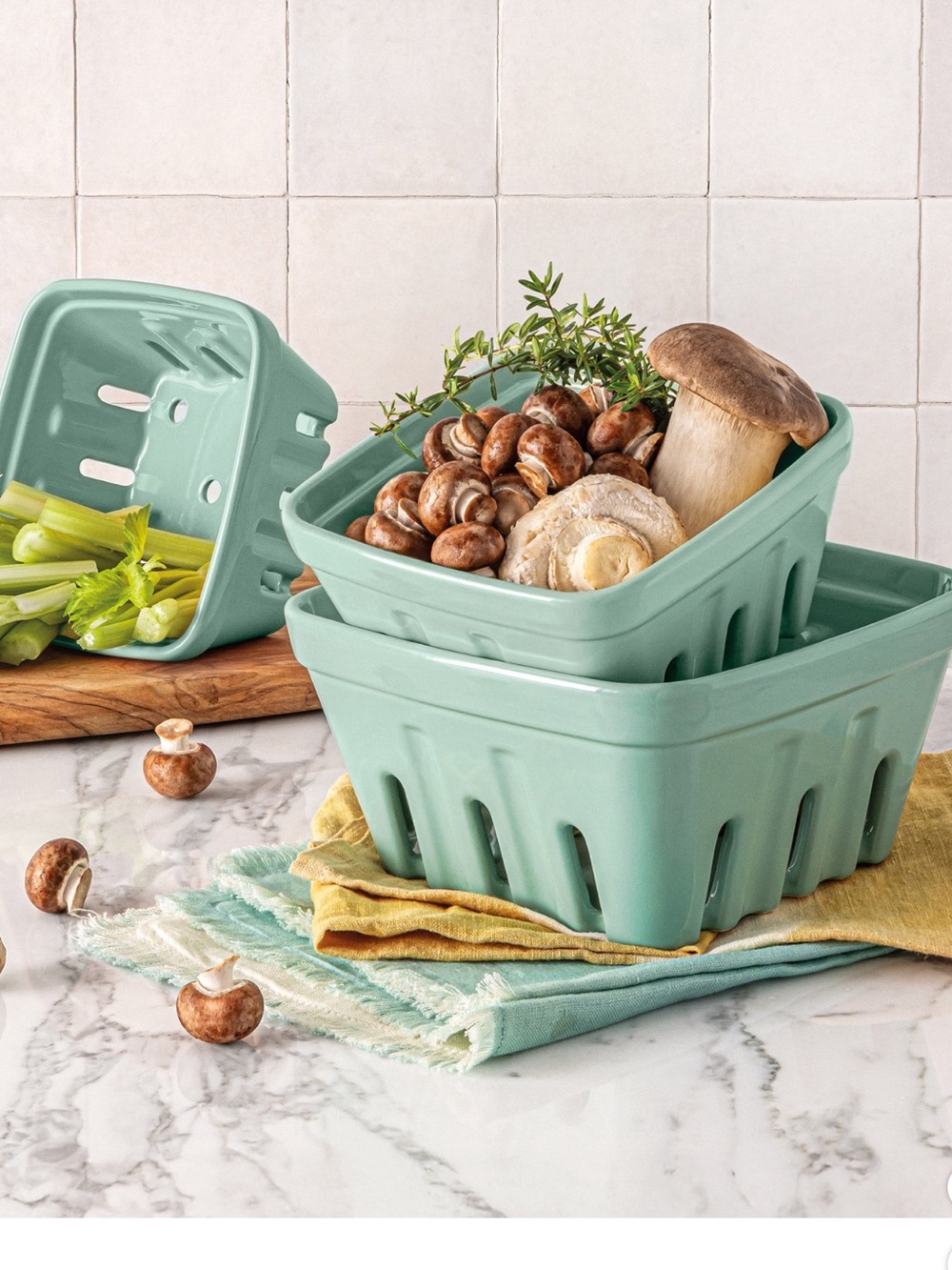 NEW over&back 3-piece Multipurpose Berry Baskets- Green - Picture 3 of 10